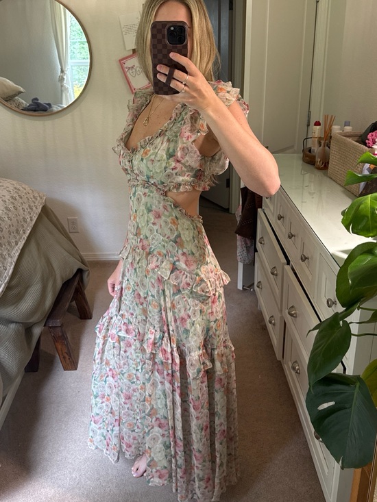 Astr Dresses & Skirts - ASTR The label Mable Floral Ruffle Tiered Maxi Dress Pastel Pink/Green M